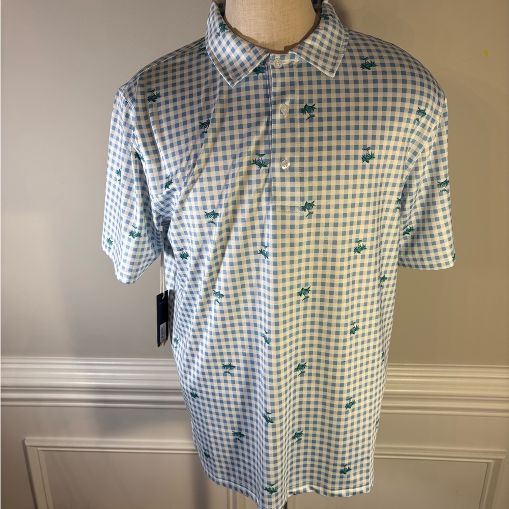 Blue and White SIMPLY SOUTHERN GOLF SHIRT Checkered Men's Shirt(110)